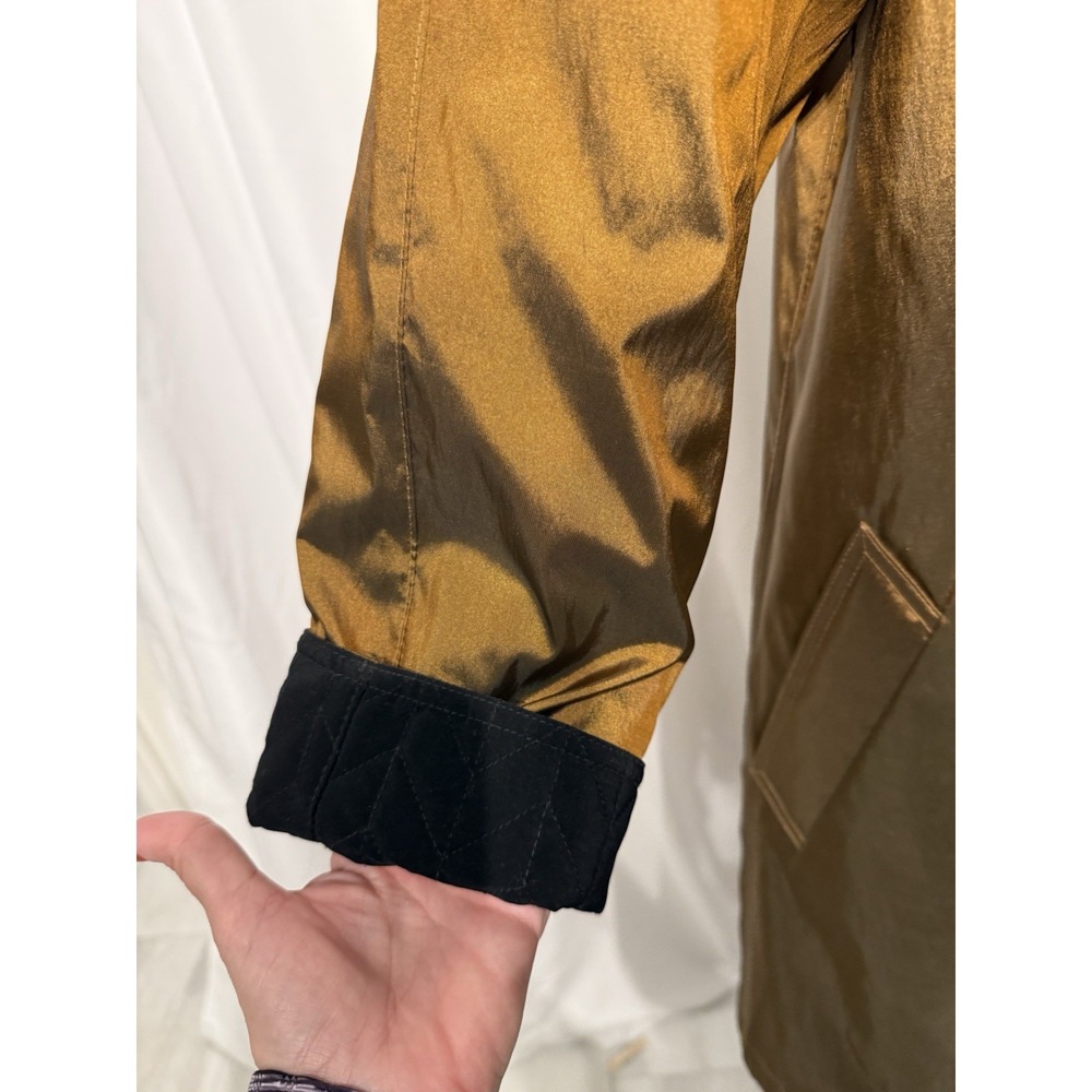 J GALLERY Reversible Jacket BLACK/BRONZE METALLIC Quilted Trench Rain XS NWT - Picture 9 of 12